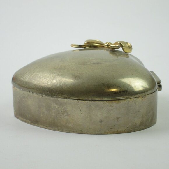 International Silver Plated Heart Jewelry Trinket Box Red Velvet Inner Vintage - Picture 6 of 13